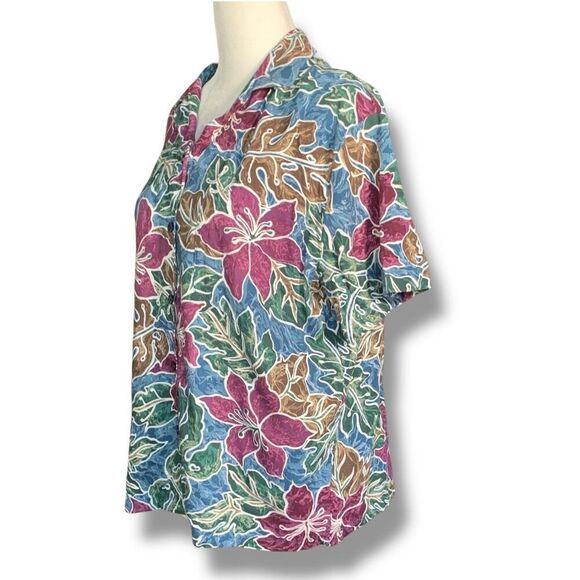 Vintage Hilo Hattie Hawaiian Shirt Camp Collar Tropical Abstract Floral Small - Picture 4 of 11